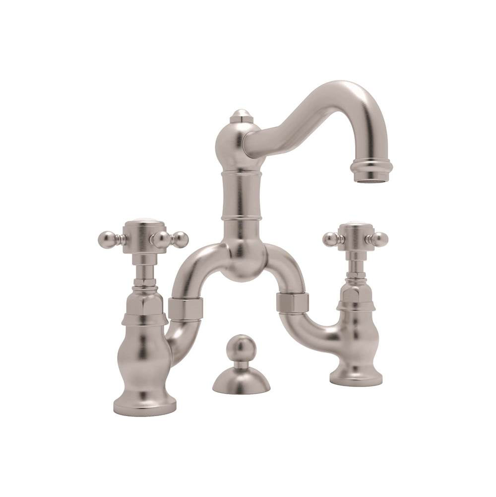ROHL A1419XMSTN-2 Acqui Bridge Lavatory Faucet In Satin Nickel