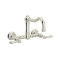 ROHL A1456LMPN-2 Acqui Wall Mount Bridge Kitchen Faucet With Column Spout In Polished Nickel