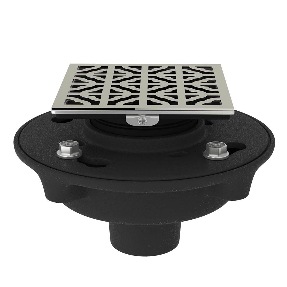 ROHL SDCI2-3146PN Cast Iron 2" No Hub Drain Kit With 3146 Petal Decorative Cover In Polished Nickel