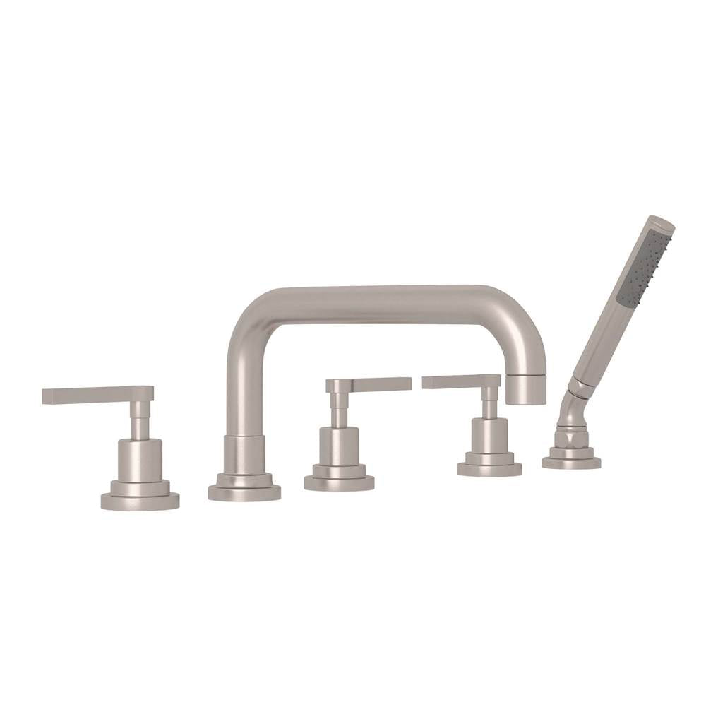 ROHL A2224LMSTN Lombardia 5-Hole Deck Mount Tub Filler With U-Spout In Satin Nickel