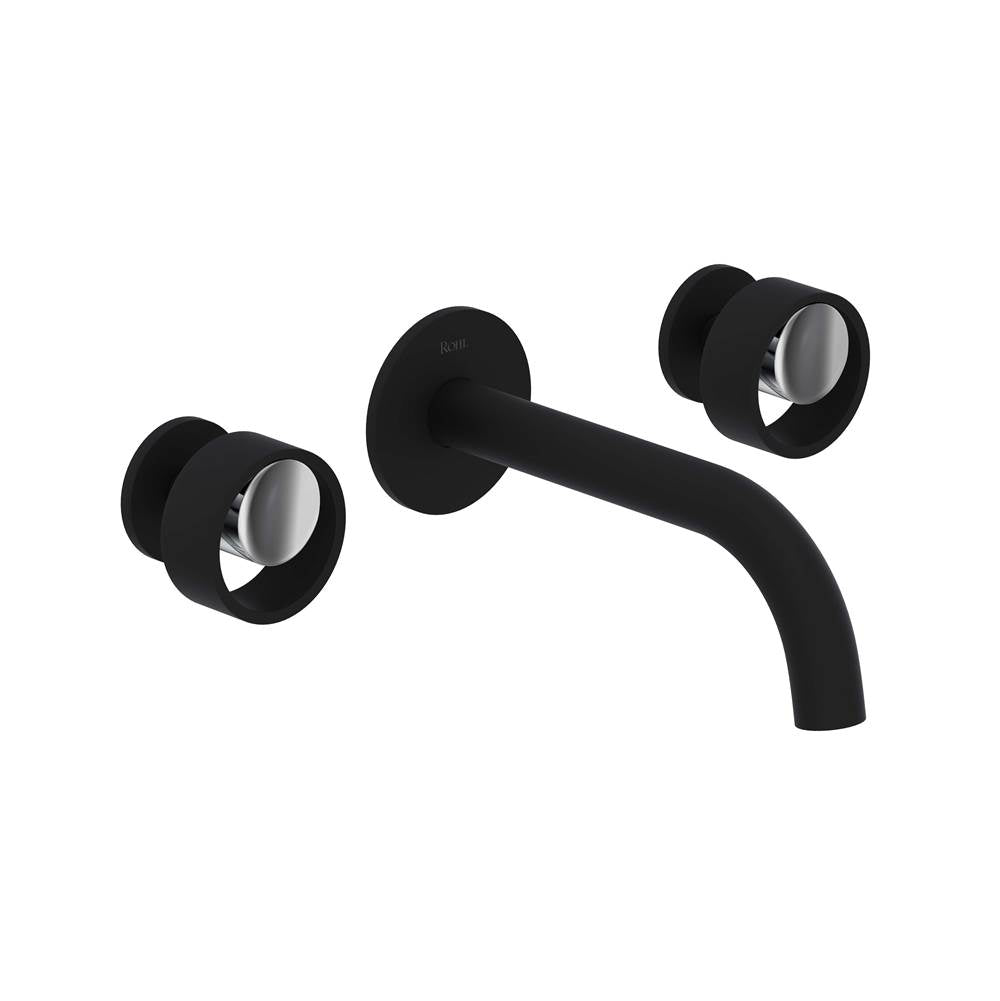 ROHL EC08W3IWMBC Eclissi Wall Mount Lavatory Faucet With C-Spout In Matte Black/Polished Chrome