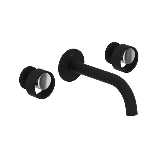 ROHL EC08W3IWMBC Eclissi Wall Mount Lavatory Faucet With C-Spout In Matte Black/Polished Chrome