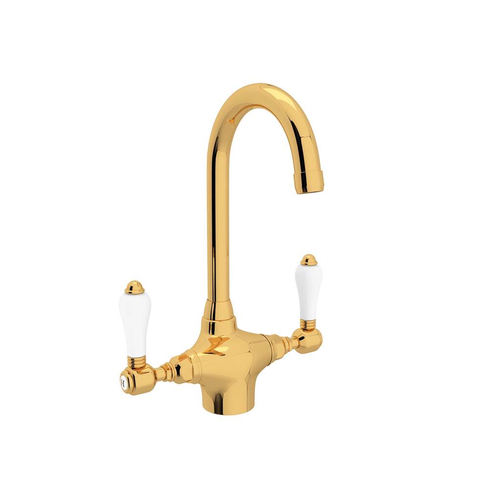 ROHL A1667LPULB-2 San Julio Two Handle Bar/Food Prep Kitchen Faucet In Unlacquered Brass