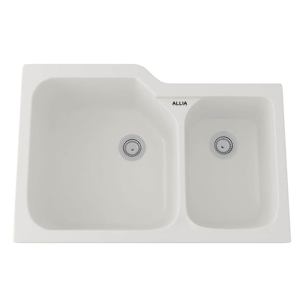 ROHL 6337-68 Allia 33" Fireclay 2 Bowl Undermount Kitchen Sink In Pergame