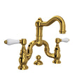 ROHL A1419LPULB-2 Acqui Bridge Lavatory Faucet In Unlacquered Brass