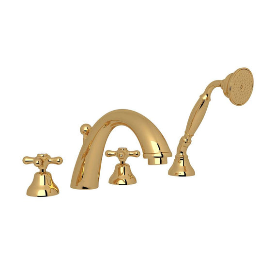 ROHL A2764XMIB Verona 4-Hole Deck Mount Tub Filler In Italian Brass