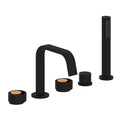 ROHL EC05D5IWMBG Eclissi 5-Hole Deck Mount Tub Filler With U-Spout In Matte Black/Satin Gold