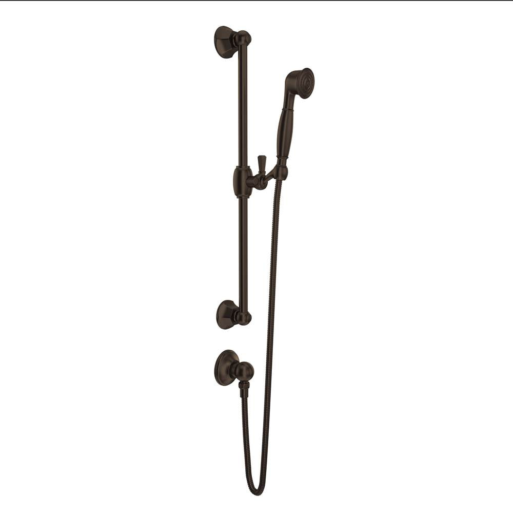 ROHL 1330TCB Handshower Set With 24" Slide Bar and Single Function Handshower In Tuscan Brass