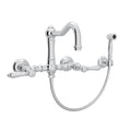 ROHL A1456LMWSAPC-2 Acqui Wall Mount Bridge Kitchen Faucet With Sidespray And Column Spout In Polished Chrome