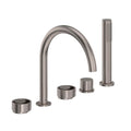ROHL EC06D5IWSTN Eclissi 5-Hole Deck Mount Tub Filler With C-Spout In Satin Nickel