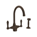 ROHL A1676LMWSTCB-2 San Julio Two Handle Kitchen Faucet With Side Spray In Tuscan Brass
