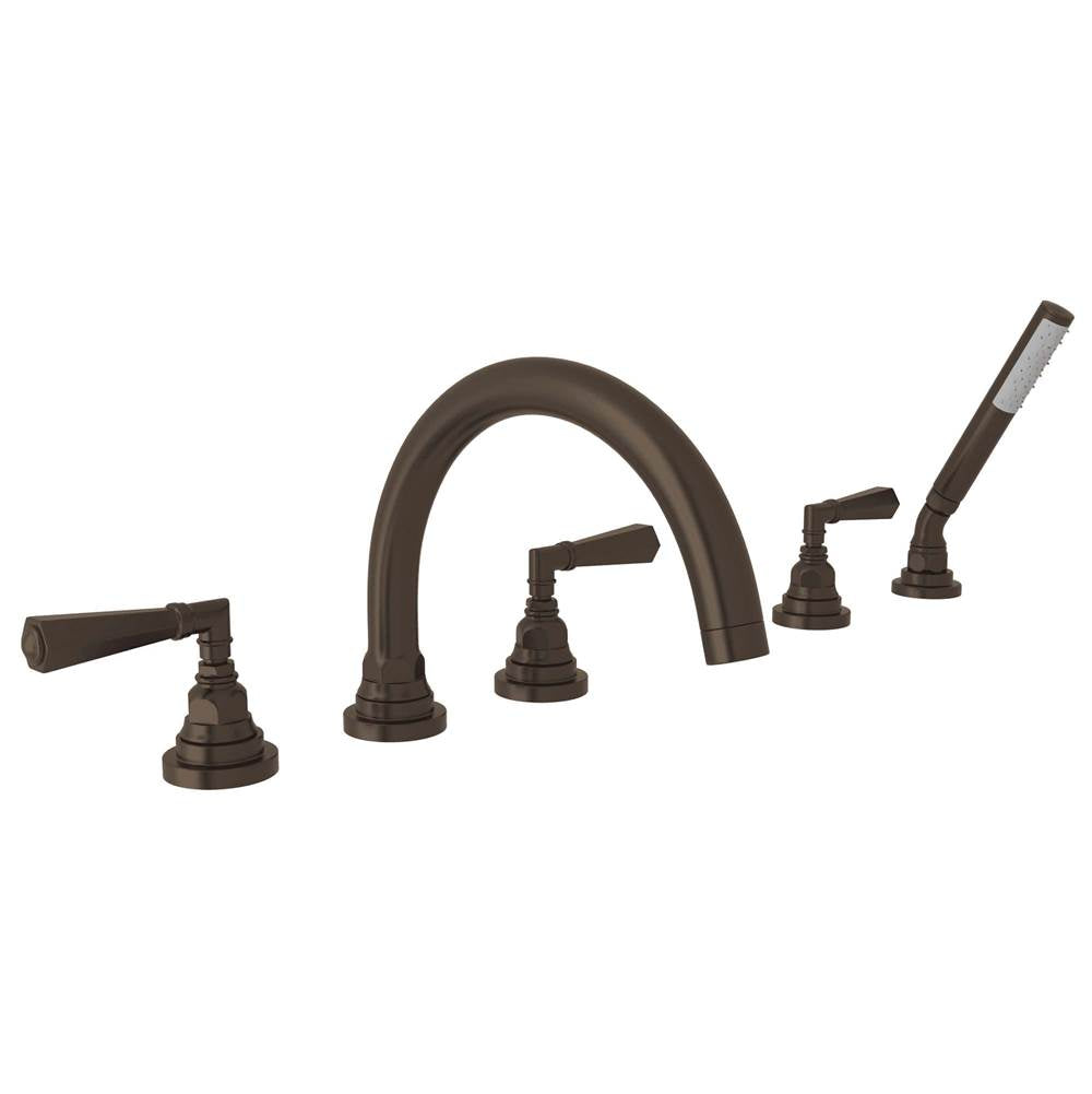 ROHL A2314LMTCB San Giovanni 5-Hole Deck Mount Tub Filler In Tuscan Brass