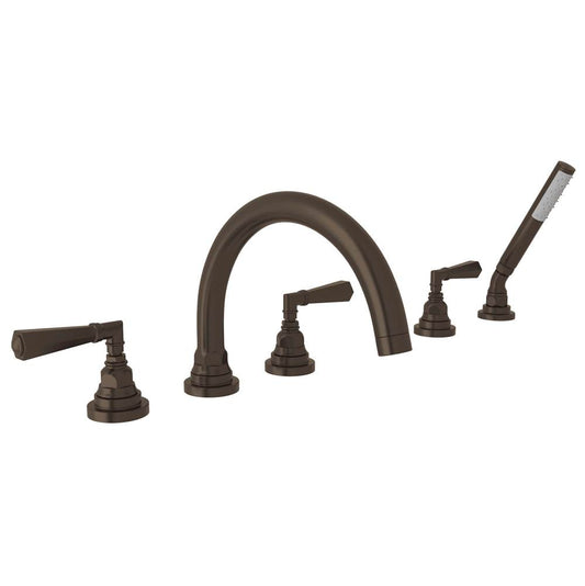 ROHL A2314LMTCB San Giovanni 5-Hole Deck Mount Tub Filler In Tuscan Brass