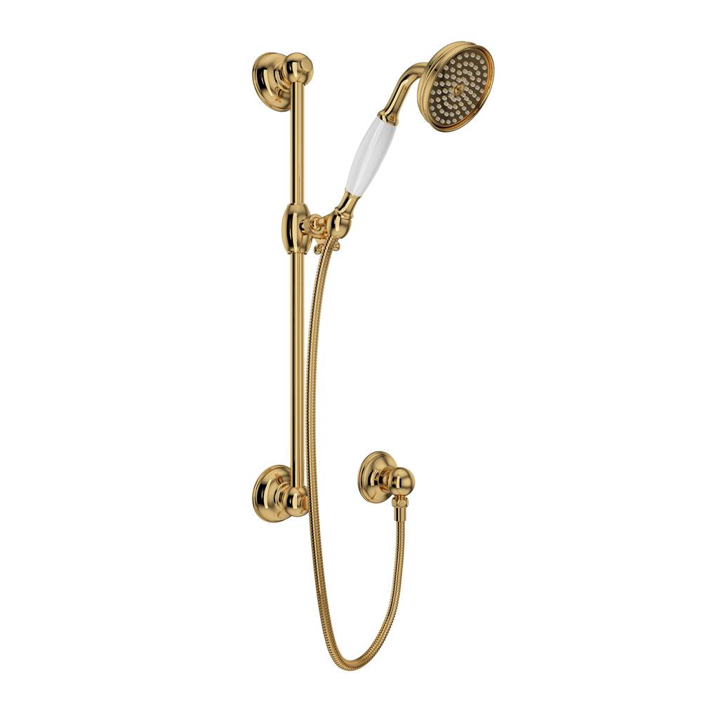 ROHL 1300EIB Handshower Set With 22" Slide Bar and Single Function Handshower In Italian Brass