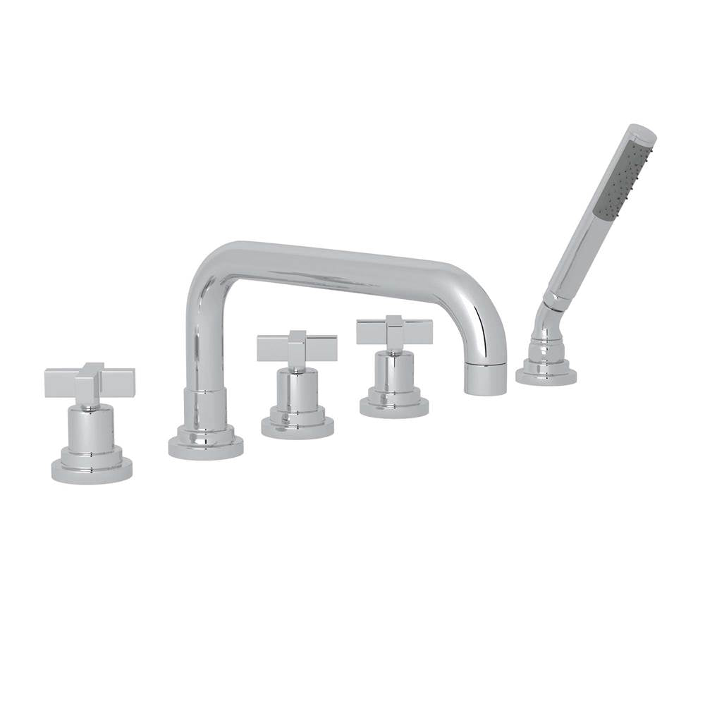 ROHL A2224XMAPC Lombardia 5-Hole Deck Mount Tub Filler With U-Spout In Polished Chrome