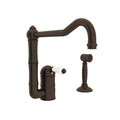 ROHL A3608/11LPWSTCB-2 Acqui Extended Spout Kitchen Faucet With Side Spray In Tuscan Brass