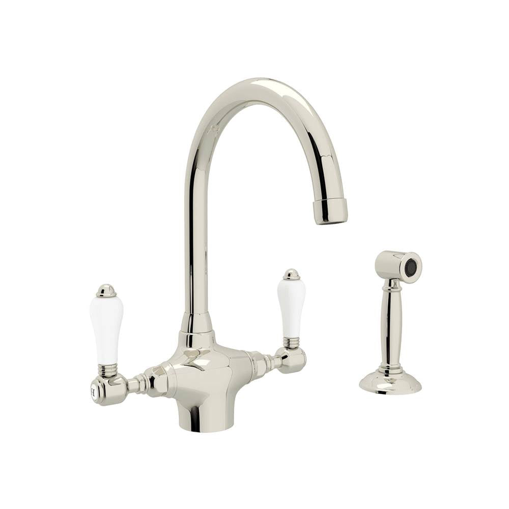 ROHL A1676LPWSPN-2 San Julio Two Handle Kitchen Faucet With Side Spray In Polished Nickel
