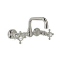 ROHL A1423XMPN-2 Acqui Wall Mount Bridge Lavatory Faucet With U-Spout In Polished Nickel