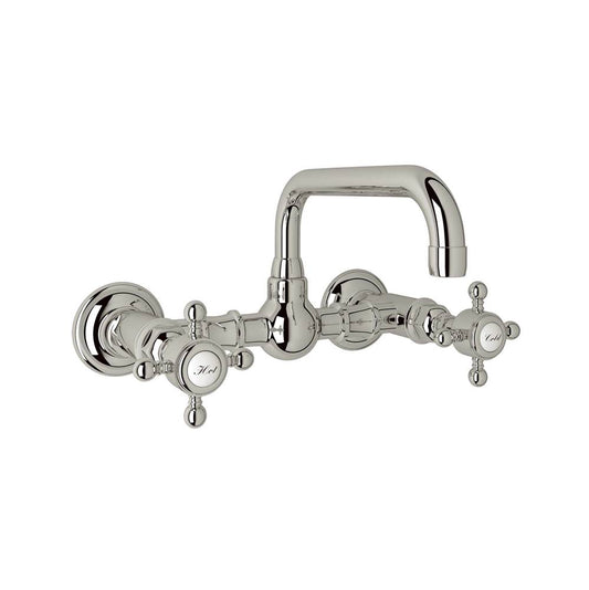 ROHL A1423XMPN-2 Acqui Wall Mount Bridge Lavatory Faucet With U-Spout In Polished Nickel