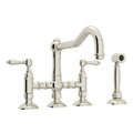 ROHL A1458LMWSPN-2 Acqui Bridge Kitchen Faucet With Side Spray In Polished Nickel