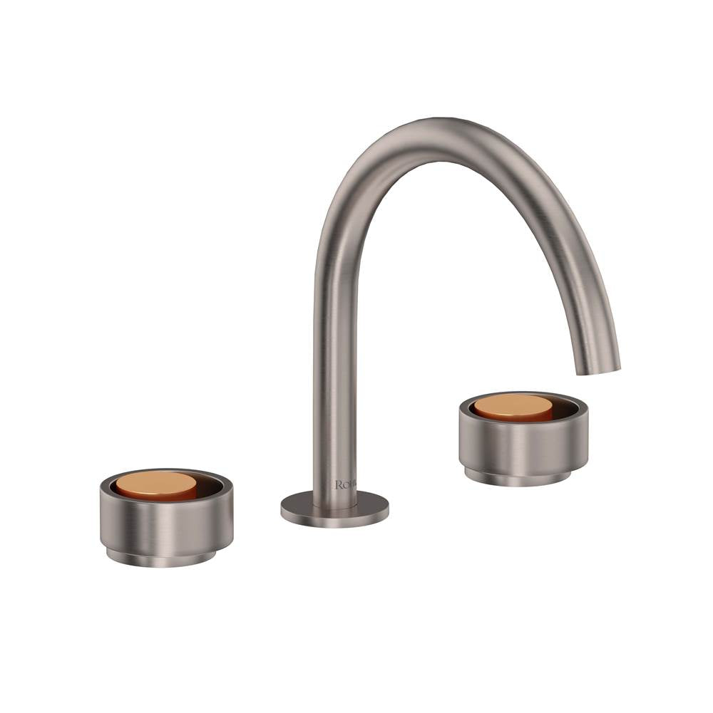ROHL EC08D3IWSNG Eclissi Widespread Lavatory Faucet With C-Spout In Satin Nickel/Satin Gold