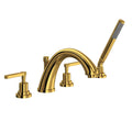 ROHL A1264LMULB Lombardia 4-Hole Deck Mount Tub Filler In Unlacquered Brass