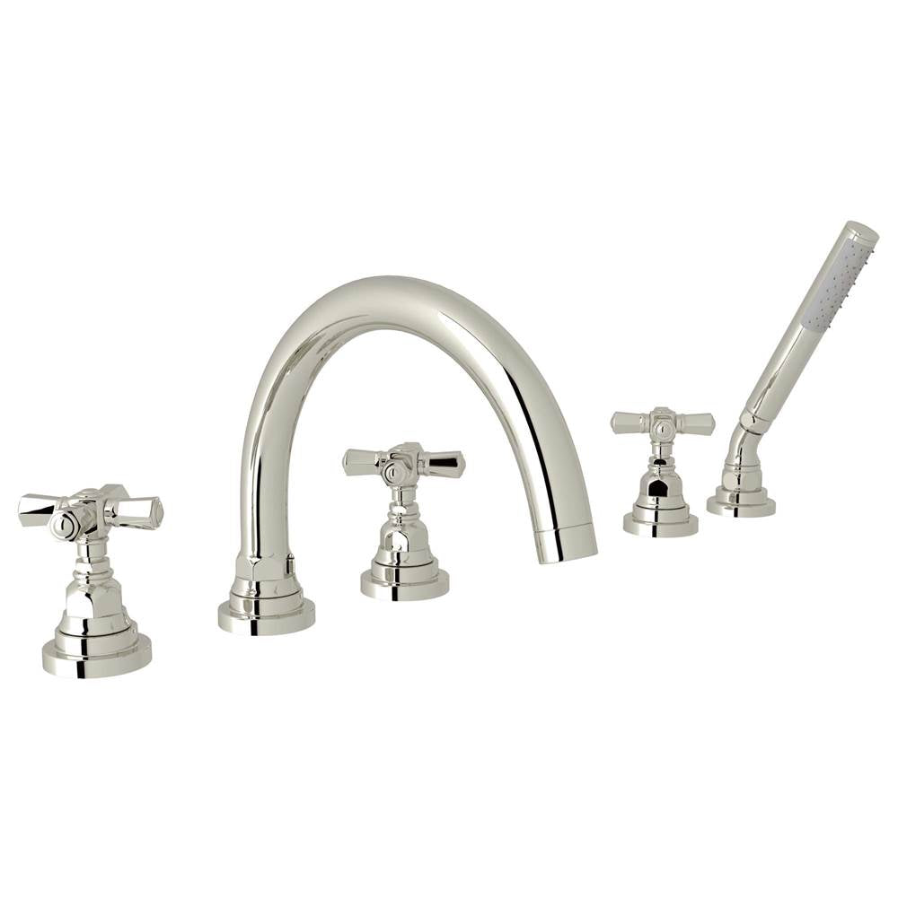 ROHL A2314XMPN San Giovanni 5-Hole Deck Mount Tub Filler In Polished Nickel