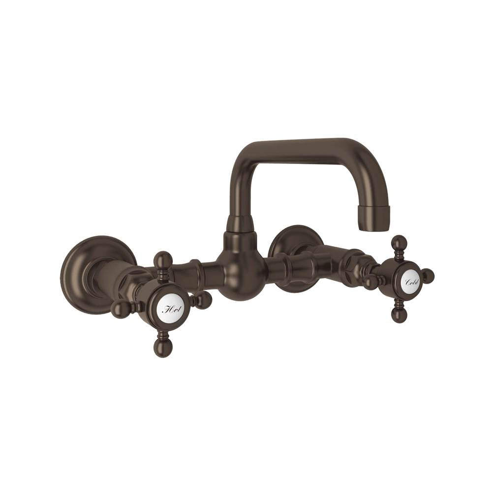 ROHL A1423XMTCB-2 Acqui Wall Mount Bridge Lavatory Faucet With U-Spout In Tuscan Brass