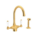 ROHL A1676LPWSIB-2 San Julio Two Handle Kitchen Faucet With Side Spray In Italian Brass