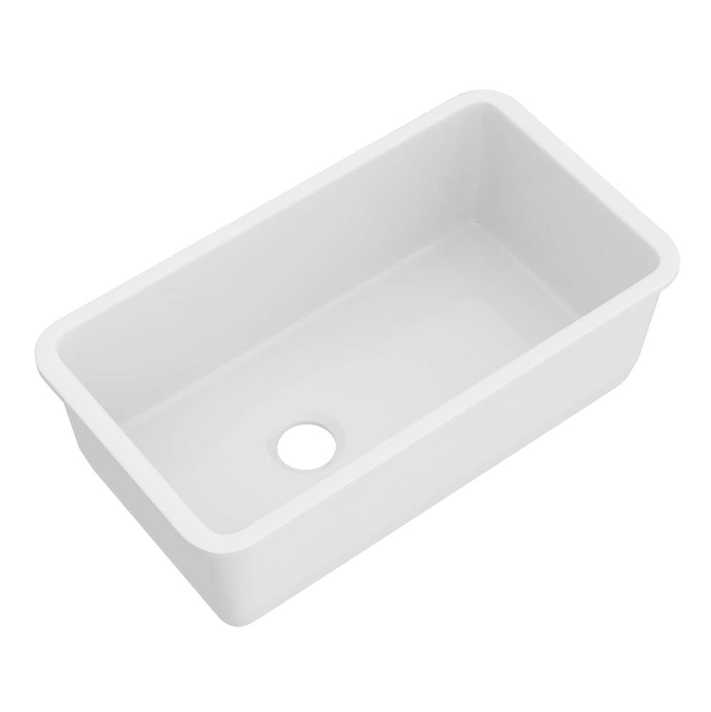 ROHL 6497-00 Allia 34" Fireclay Single Bowl Undermount Kitchen Sink In White