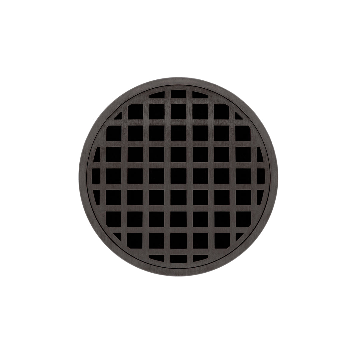 INFINITY DRAIN RQ 5 ORB RQD 5 5" Round Strainer with Squares Pattern Decorative Plate and 2" Throat in Oil Rubbed Bronze for RQD 5