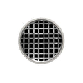INFINITY DRAIN RQD 5-2A PS RQD 5 5" Round RQD 5 Complete Kit with Squares Pattern Decorative Plate in Polished Stainless with ABS Drain Body, 2" Outlet