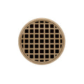 INFINITY DRAIN RQD 5-2H SC RQD 5 5" Round RQD 5 Complete Kit with Squares Pattern Decorative Plate in Satin Champagne with Cast Iron Drain Body for Hot Mop, 2" Outlet