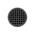 INFINITY DRAIN RQD 5-2I GM RQD 5 5" Round RQD 5 Complete Kit with Squares Pattern Decorative Plate in Gunmetal with Cast Iron Drain Body, 2" Outlet