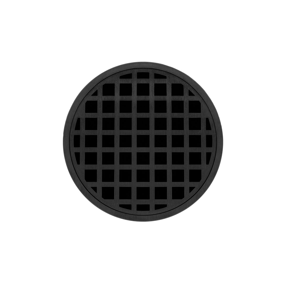 INFINITY DRAIN RQD 5-3P BK RQD 5 5" Round RQD 5 High Flow Complete Kit with Squares Pattern Decorative Plate in Matte Black with PVC Drain Body, 3" Outlet