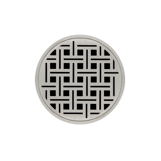 INFINITY DRAIN RV 5 SS RVD 5 5" Round Strainer with Weave Pattern Decorative Plate and 2" Throat in Satin Stainless for RVD 5