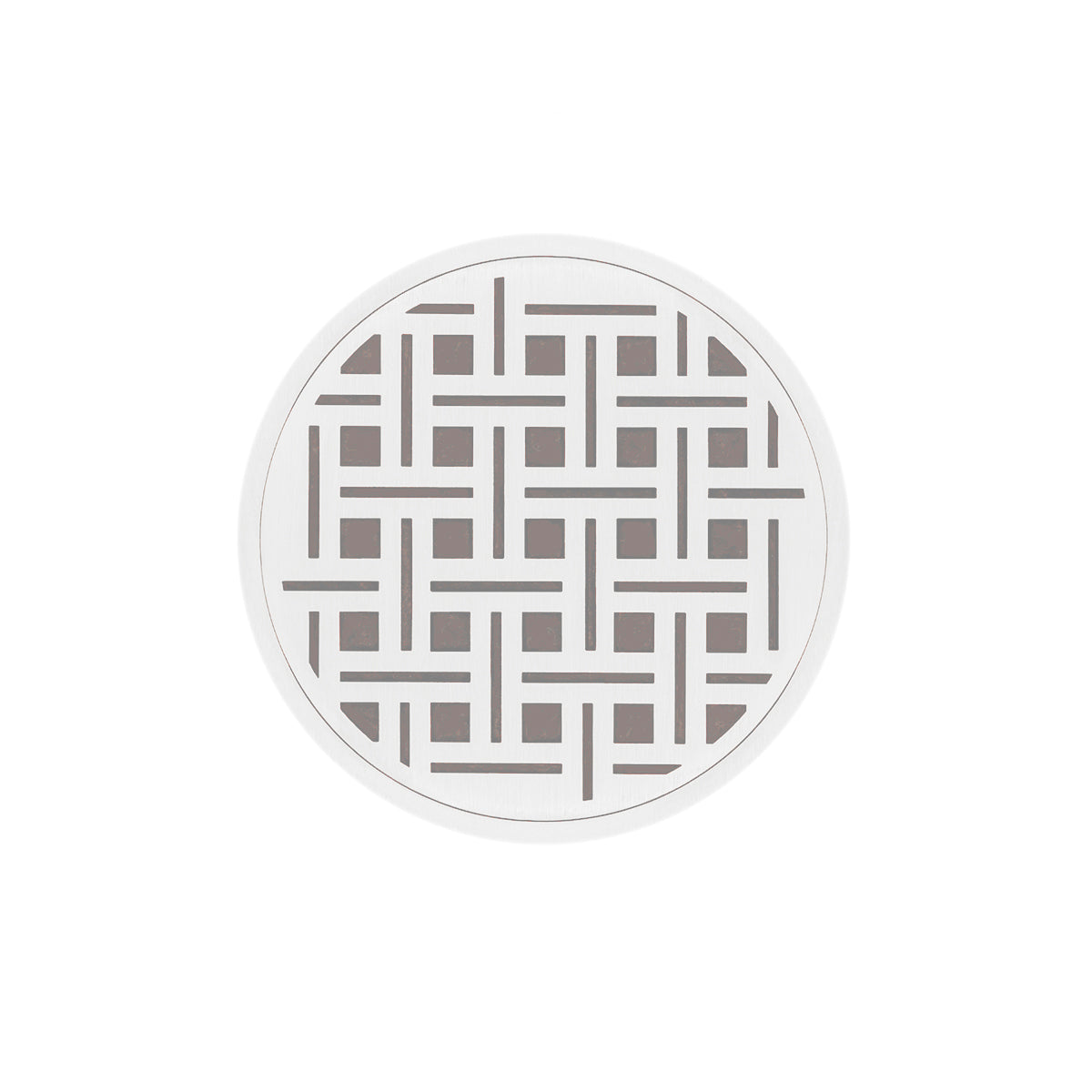 INFINITY DRAIN RVD 5-2A MW RVD 5 5" Round RVD 5 Complete Kit with Weave Pattern Decorative Plate in Matte White with ABS Drain Body, 2" Outlet