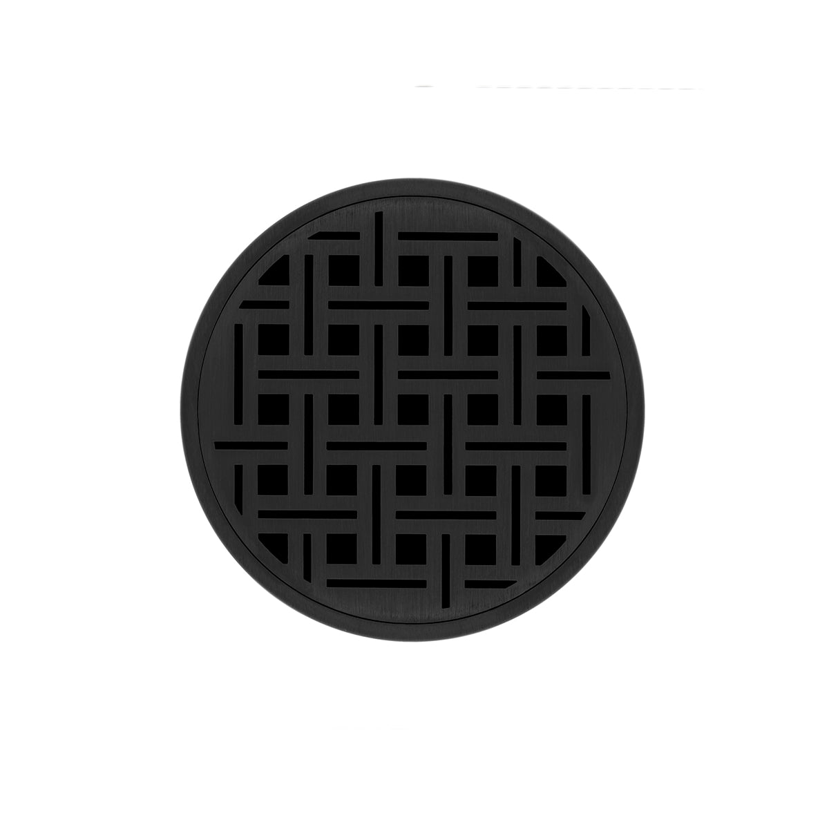 INFINITY DRAIN RVD 5-2H BK RVD 5 5" Round RVD 5 Complete Kit with Weave Pattern Decorative Plate in Matte Black with Cast Iron Drain Body for Hot Mop, 2" Outlet