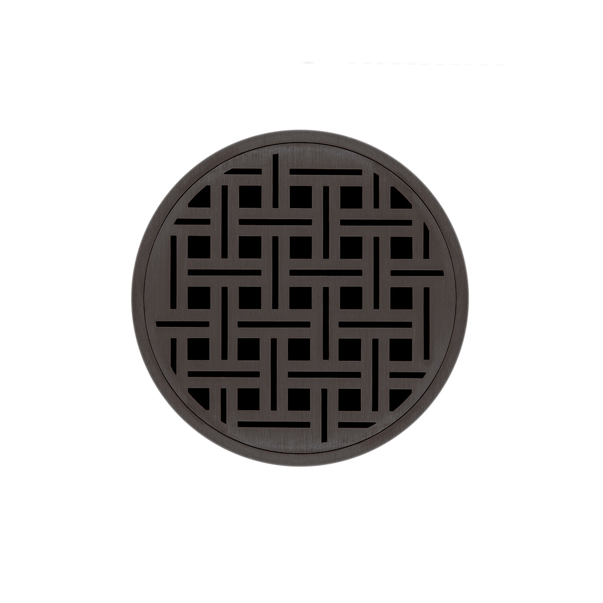 INFINITY DRAIN RVDB 5-S ORB RVD 5 5" Round RVDB 5 Complete Kit with Weave Pattern Decorative Plate in Oil Rubbed Bronze with Stainless Steel Bonded Flange Drain Body, 2" No Hub Outlet
