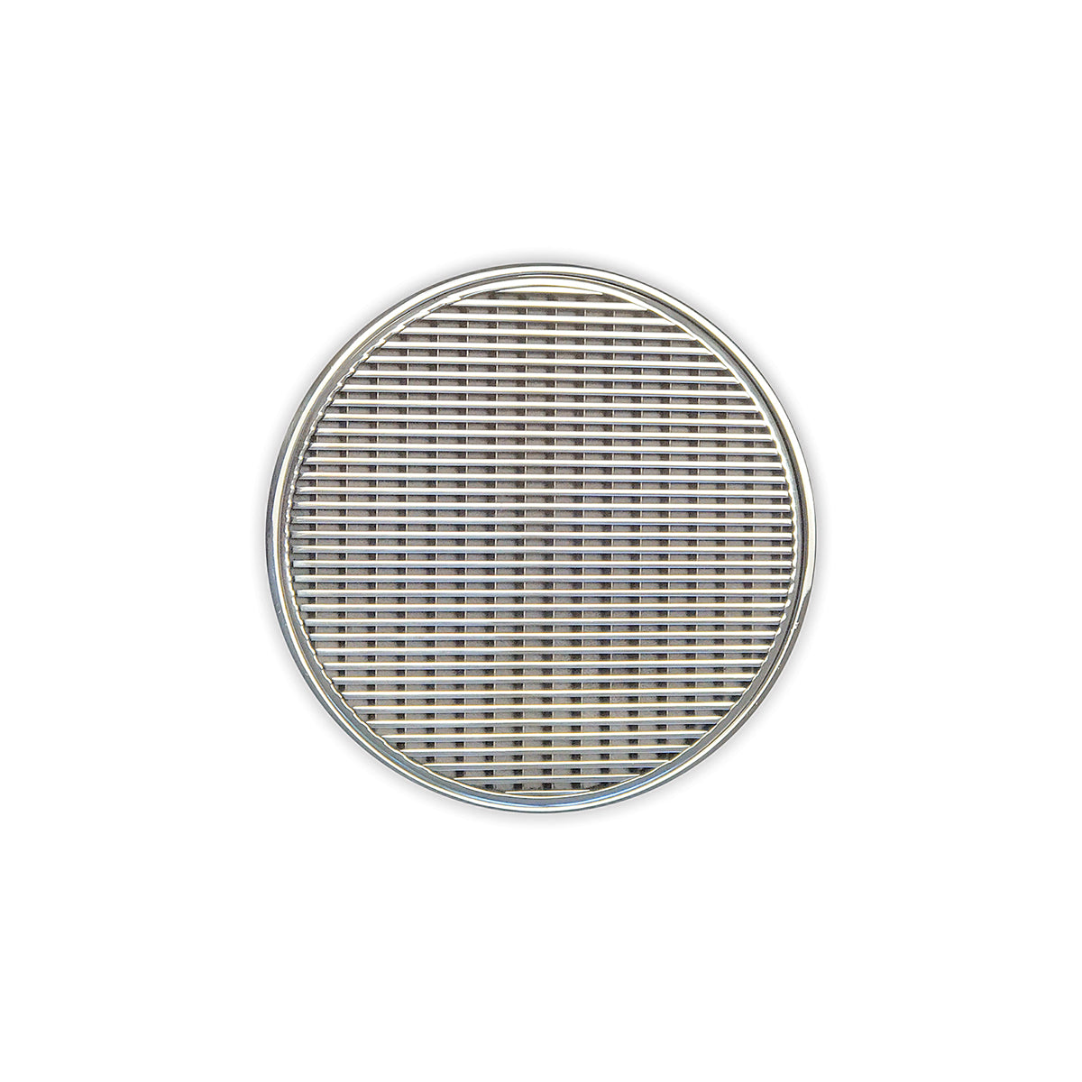 INFINITY DRAIN RWD 5-2H SS RWD 5 5" Round RWD 5 Complete Kit with Wedge Wire Pattern Decorative Plate in Satin Stainless with Cast Iron Drain Body, 2" Outlet