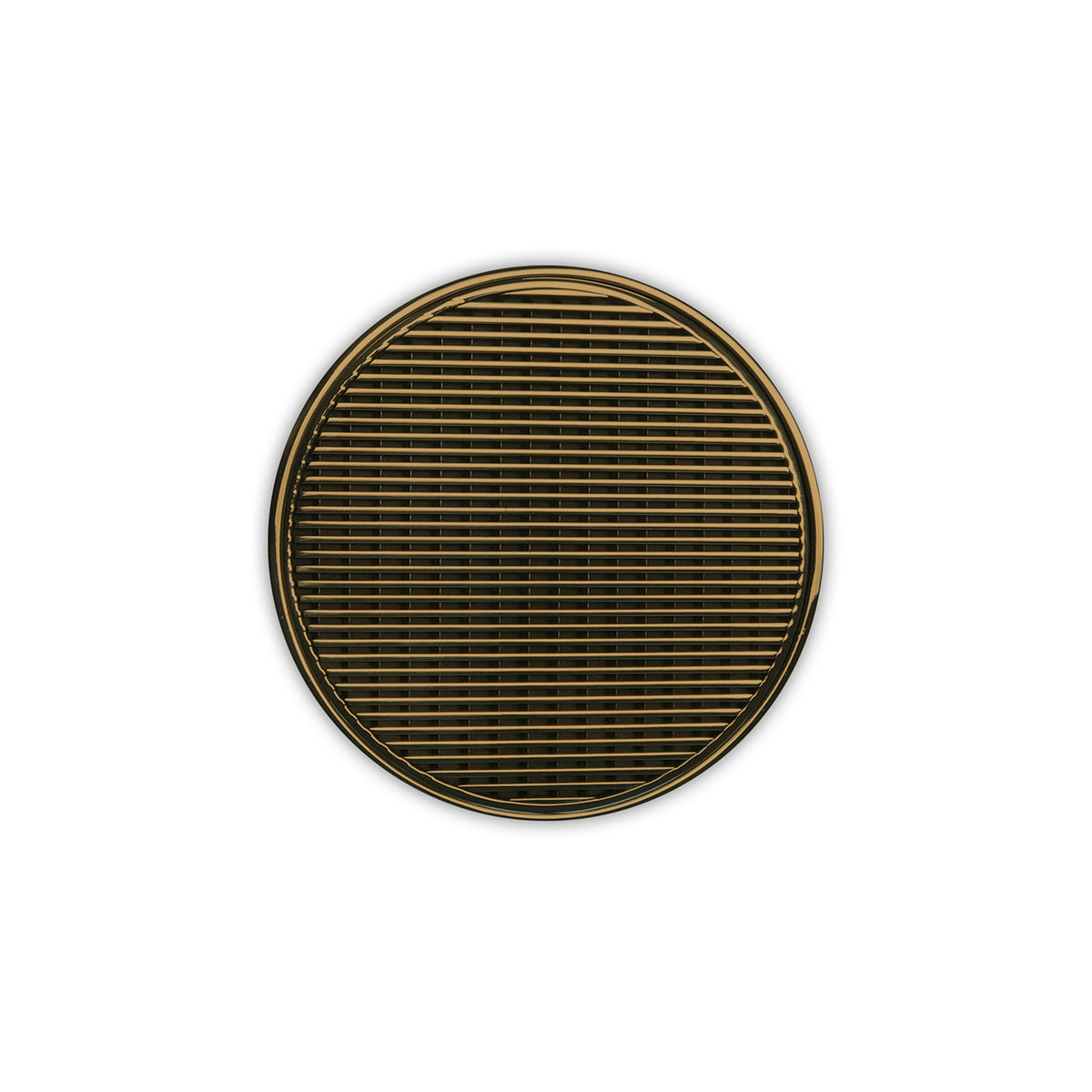 INFINITY DRAIN RWD 5-3I PB RWD 5 5" Round RWD 5 High Flow Complete Kit with Wedge Wire Pattern Decorative Plate in Polished Brass with Cast Iron Drain Body, 3" No-Hub Outlet