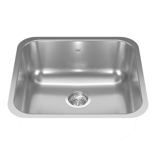 KINDRED NS1820UA-9N Reginox 19.7-in LR x 17.75-in FB x 8.5-in DP Undermount Single Bowl Stainless Steel Kitchen Sink In Linear brushed Bowl with Silk Finished Rim