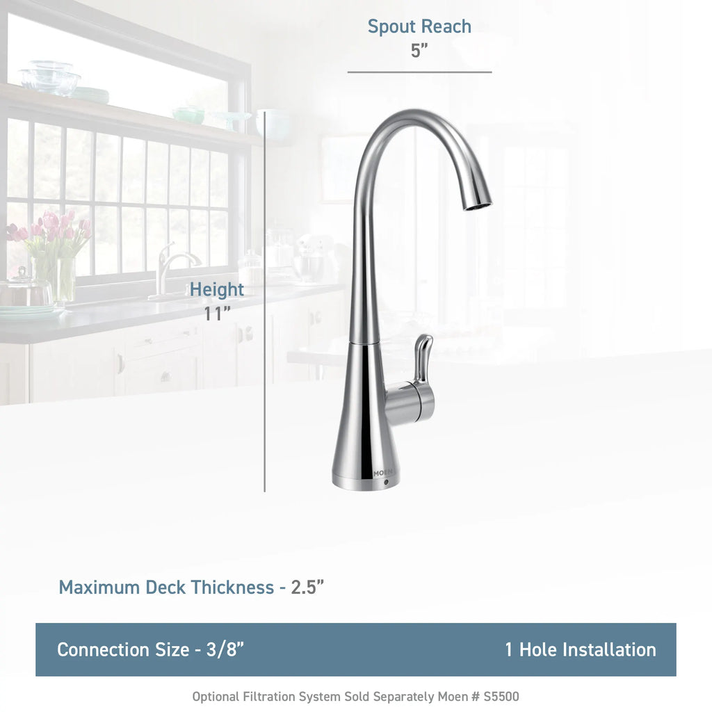 MOEN S5520BLS Sip Transitional One-Handle High Arc Beverage Faucet - Black Stainless