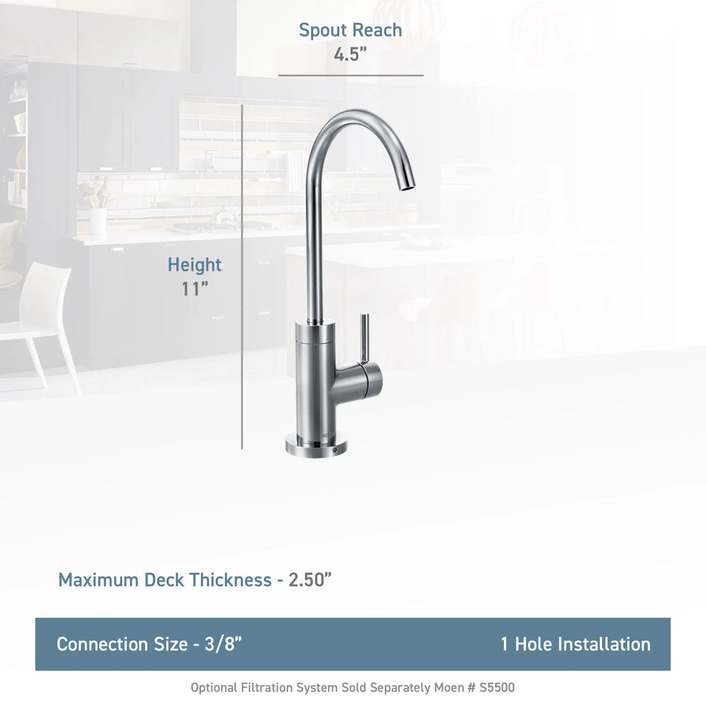 MOEN S5530BG Sip Modern One-Handle High Arc Beverage Faucet - Brushed Gold
