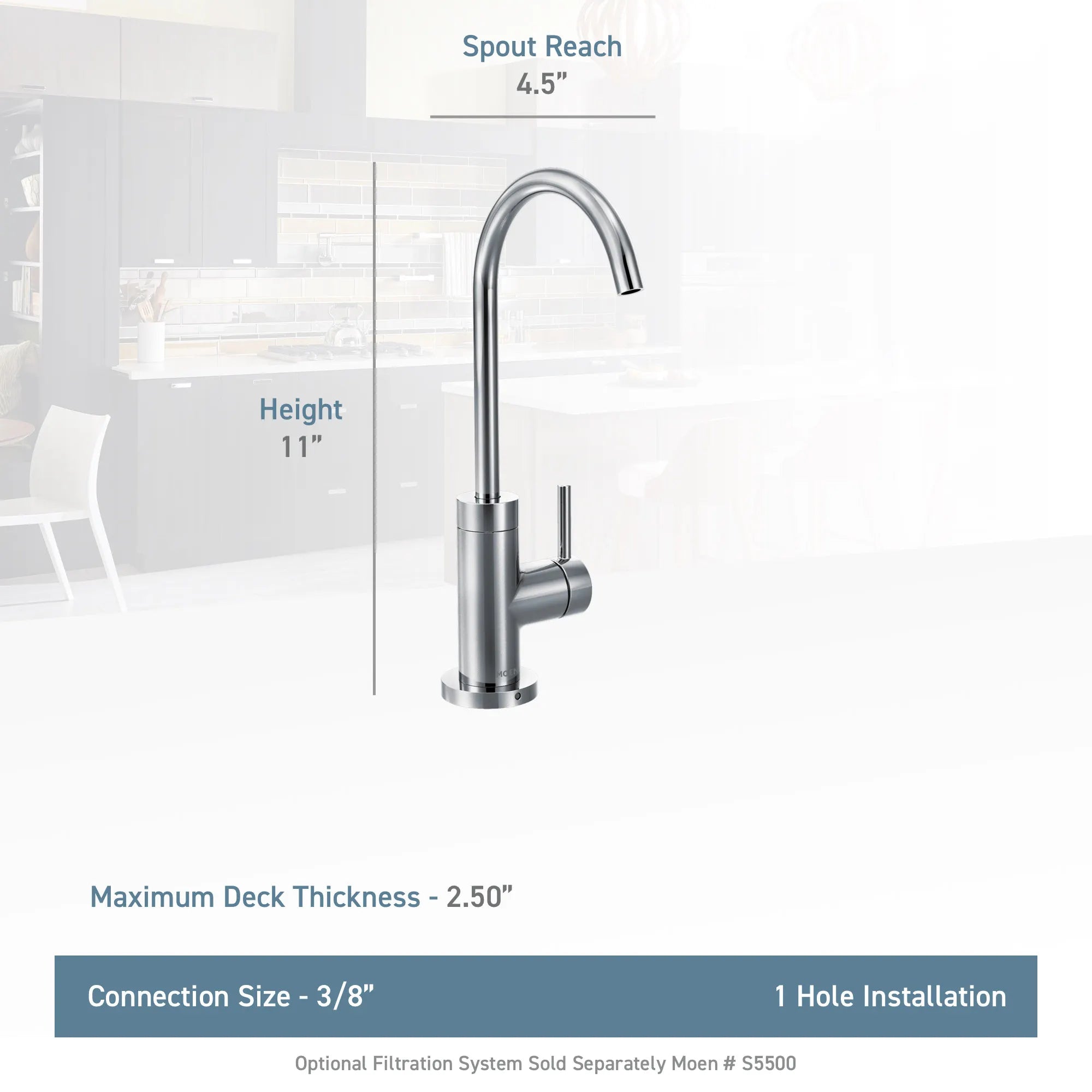 MOEN S5530BG Sip Modern One-Handle High Arc Beverage Faucet - Brushed Gold