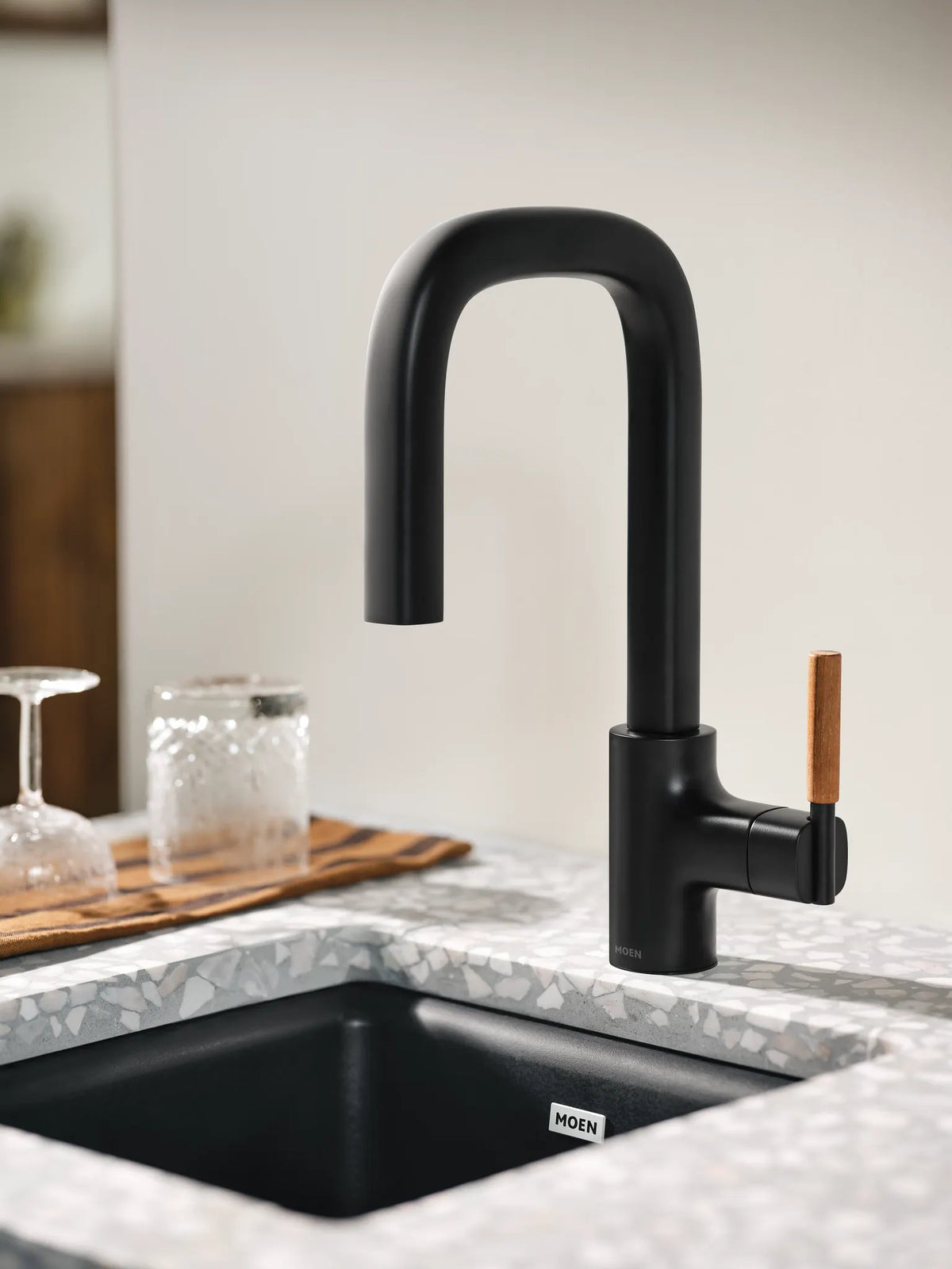 MOEN S64001BL Tenon One-Handle Pulldown Bar Faucet - Matte Black