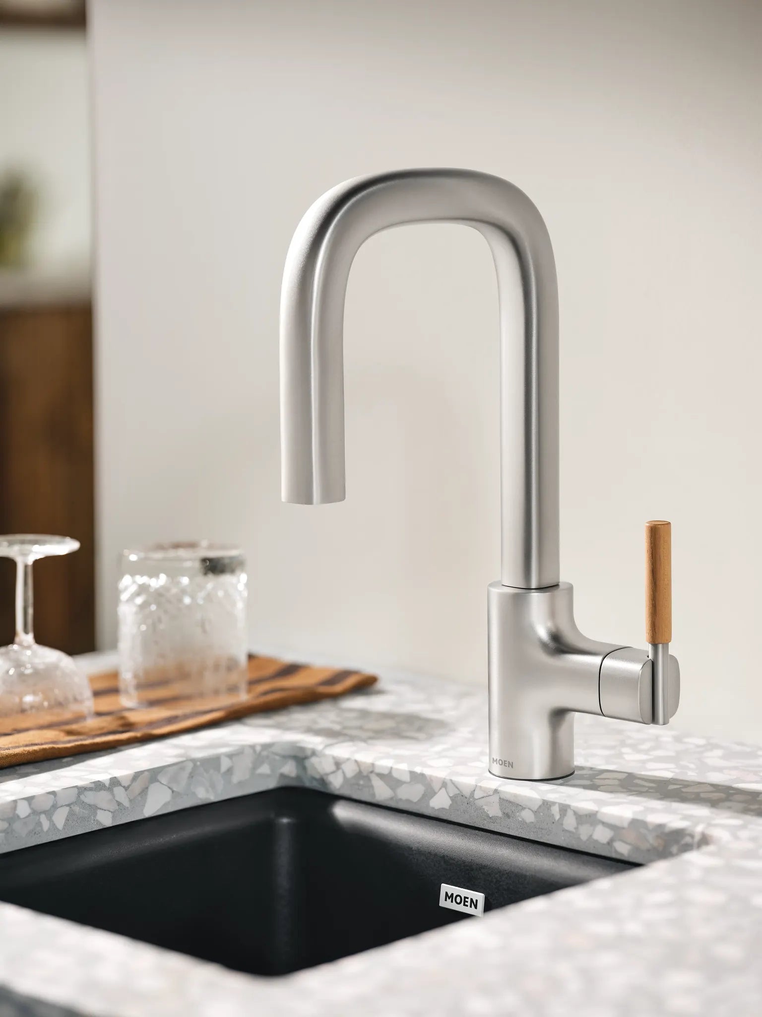 MOEN S64001SRS Tenon One-Handle Pulldown Bar Faucet - Spot Resist Stainless