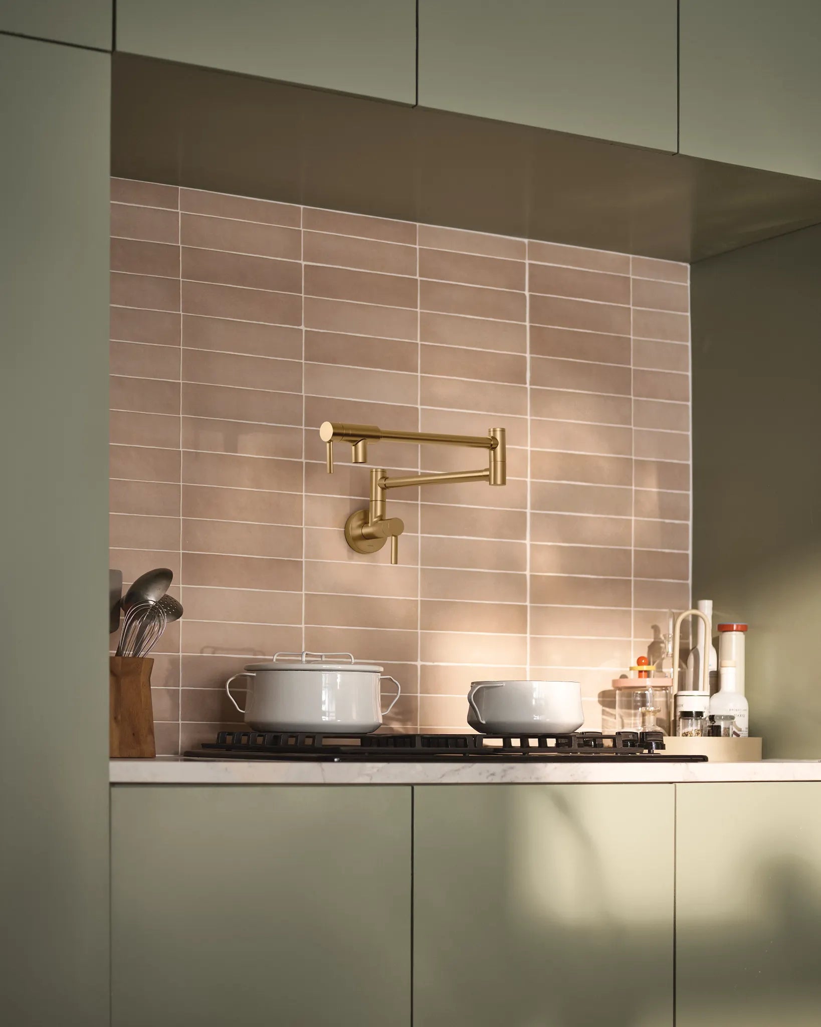 MOEN S665BZG Modern Pot Filler Modern Wall Mount Swing Arm Pot Filler - Bronzed Gold