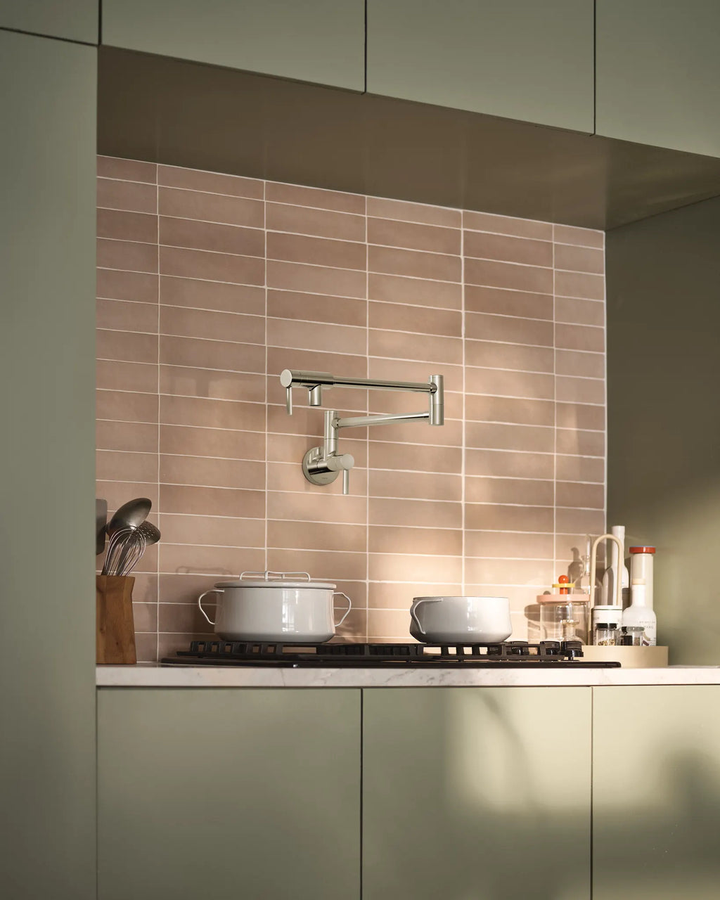 MOEN S665NL Modern Pot Filler Modern Wall Mount Swing Arm Pot Filler - Polished Nickel