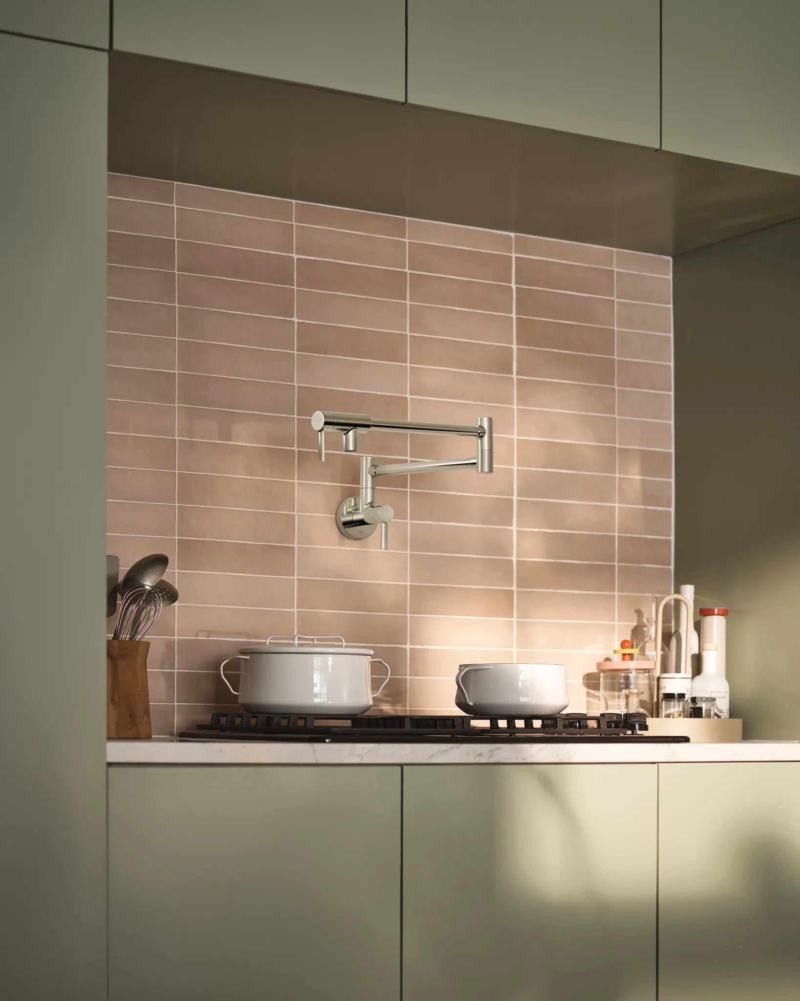 MOEN S665NL Modern Pot Filler Modern Wall Mount Swing Arm Pot Filler - Polished Nickel